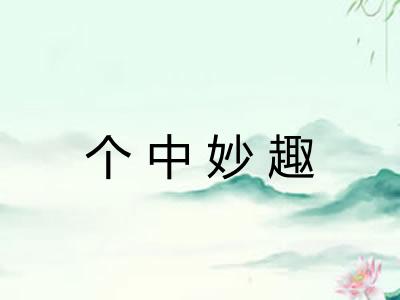 个中妙趣
