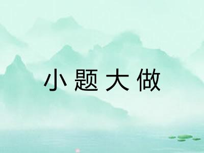 小题大做 小题大做