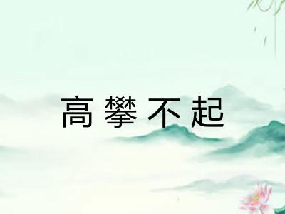 高攀不起